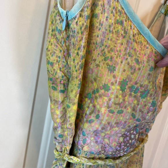 Yumi Sz 2/4 Beautiful Multicolor Mosaic Print Sun Dress Lined Zipper Adj strap - Picture 7 of 16